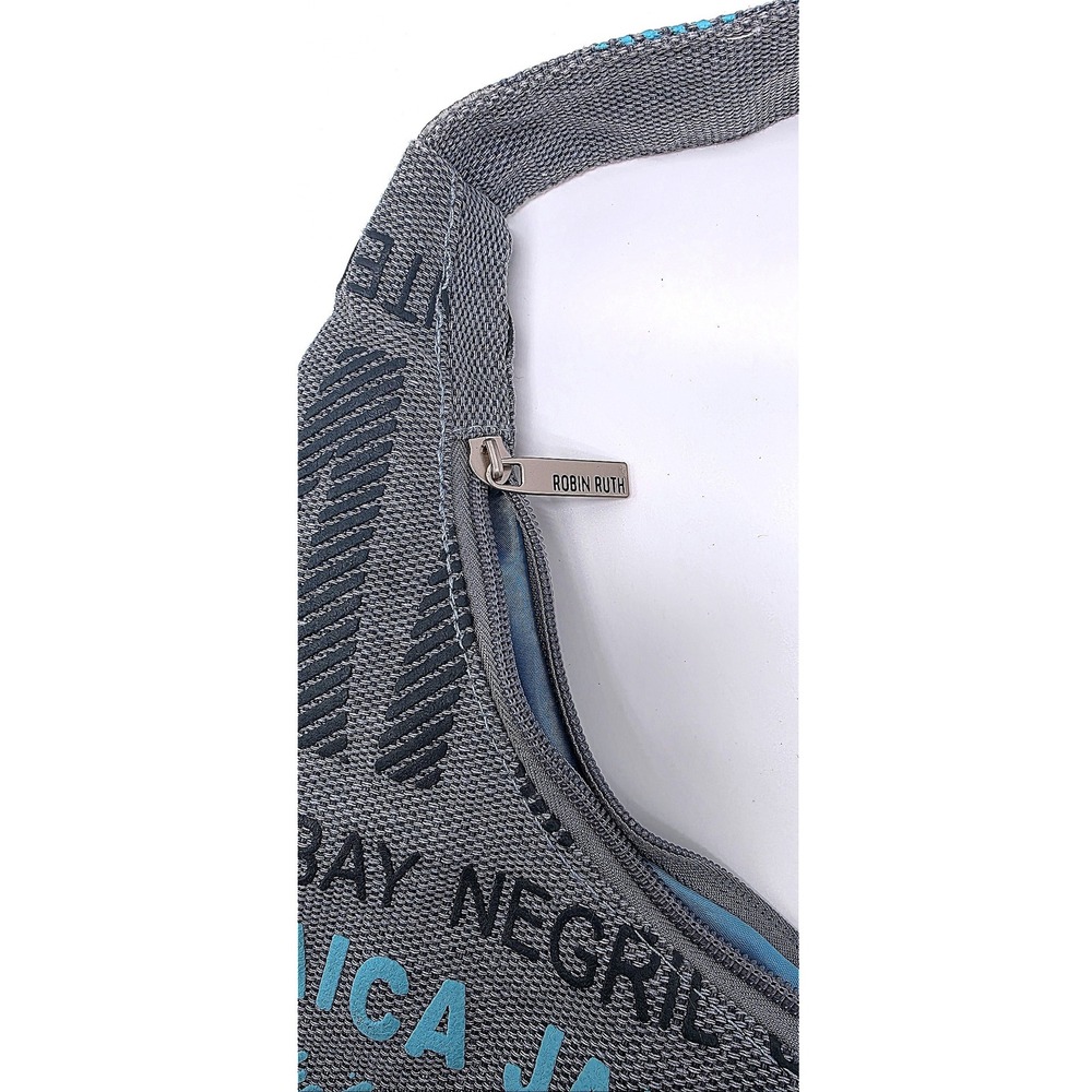 Robin Ruth Bluish Gray and Teal 'Jamaica' Pattern Shoulder Bag - Picture 6 of 10